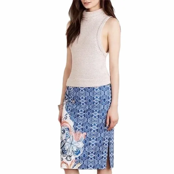 Anthro Moulinette Soeurs Floral Pencil Skirt Sz 4 - Picture 2 of 10